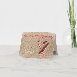 Cartão De Festividades Heart Stripe Christmas Candy Cane Thank You Card