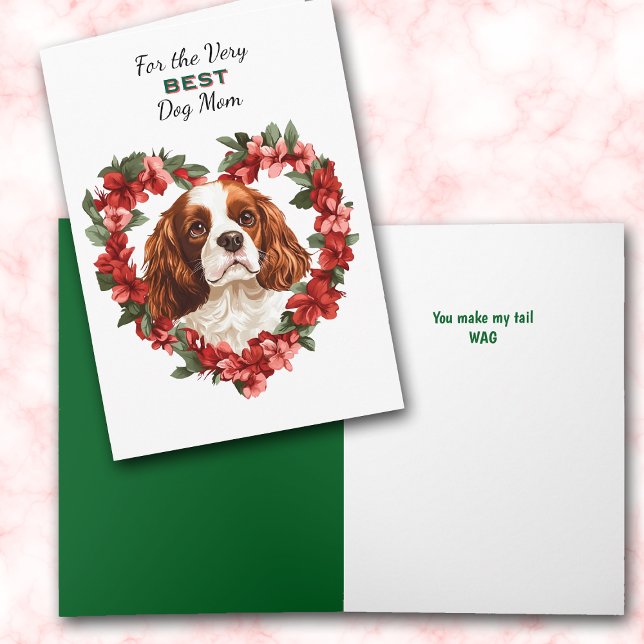 Cartão De Festividades Heart Wreath Cocker Spaniel Dog Wag My Tail Mom (Criador carregado)