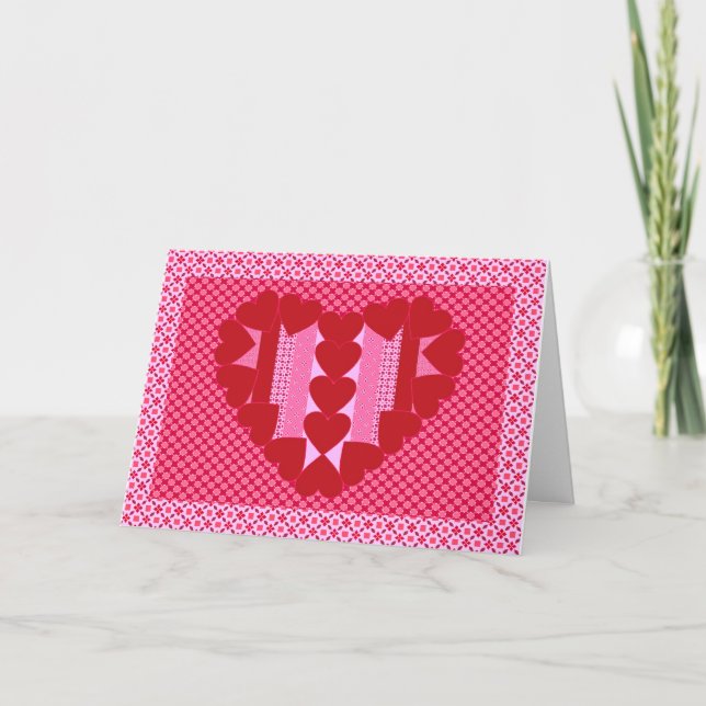 Cartão De Festividades Hearts and stripes - quilt (Frente)