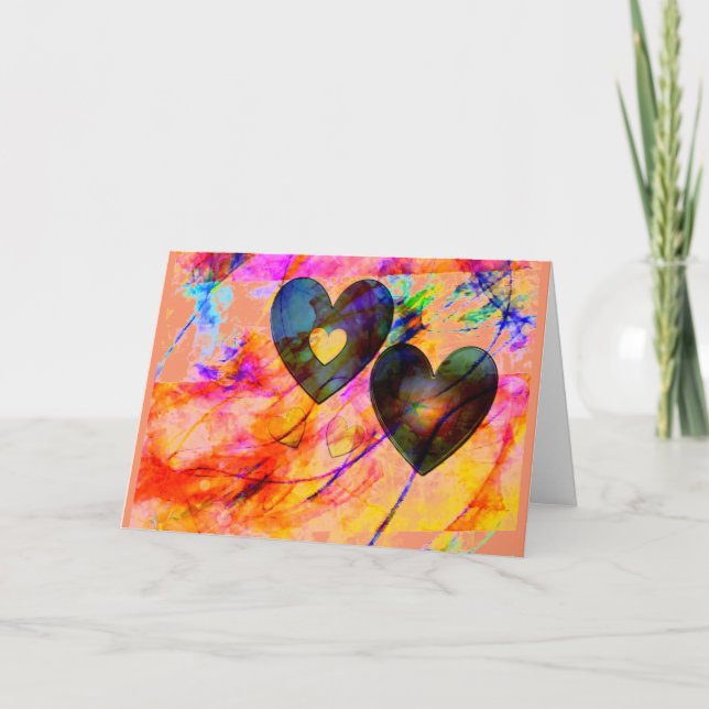 Cartão De Festividades Hearts at Sunrise (Frente)