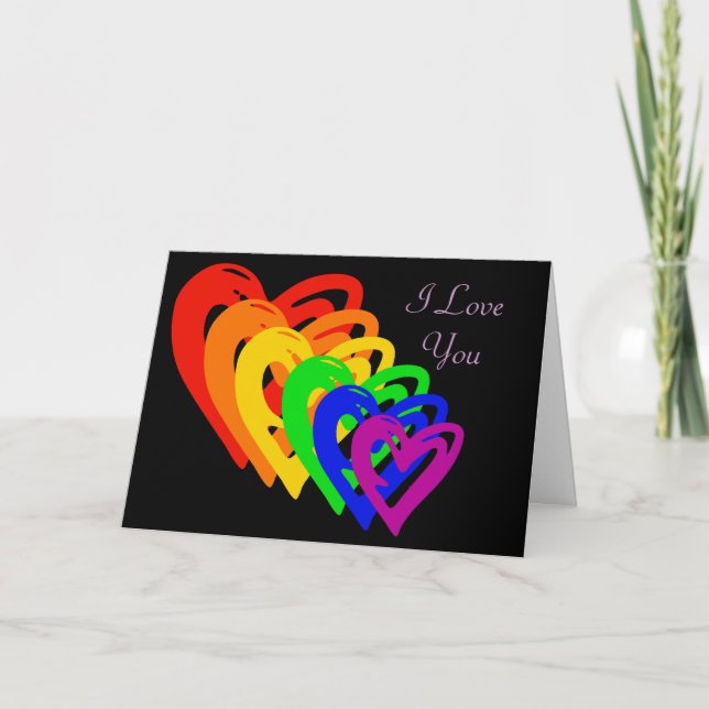 Cartão De Festividades heartsrainbow (Frente)