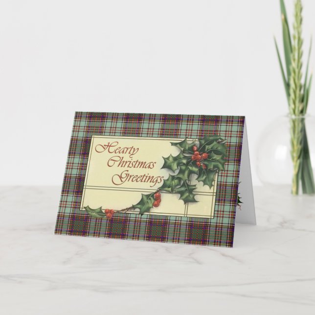 Cartão De Festividades Hearty Season's Greetings, Anderson tartan (Frente)