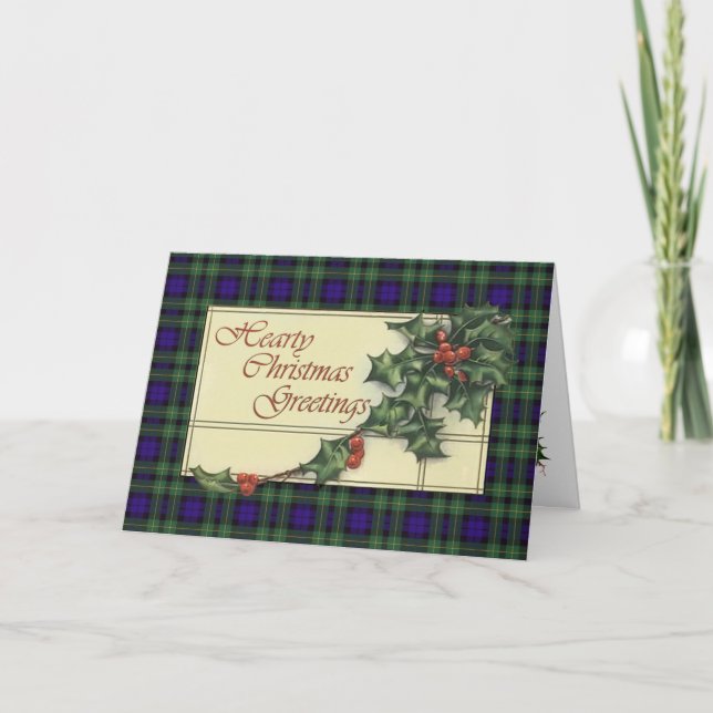 Cartão De Festividades Hearty Season's Greetings,  Campbell  tartan (Frente)