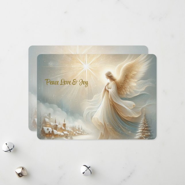 Cartão De Festividades Heavenly Angel Christmas Card - Flat Holiday Card (Frente/Verso In Situ)