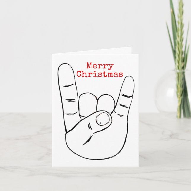 Cartão De Festividades Heavy Metal Horns Christmas Card Card (Frente)