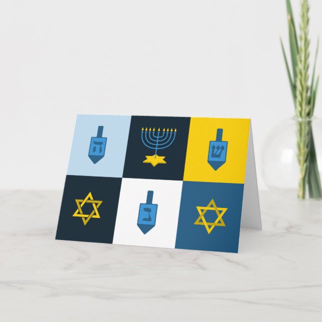 Cartão De Festividades hebrew hanukkah colorblock (Frente)