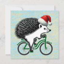 Cartão De Festividades Hedgehog Andando De Bicicleta Vestindo O Chapéu Sa