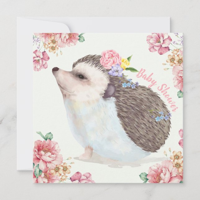 Cartão De Festividades Hedgehog Baby Shower Invitation (Frente)