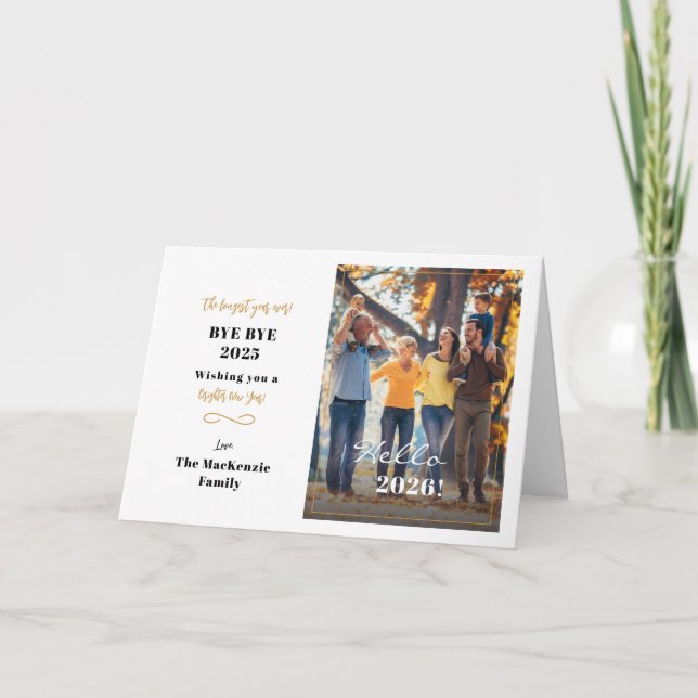 Cartão De Festividades Hello 2026 Happy New Year Hand Lettered Photo (Frente)