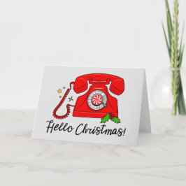 Cartão De Festividades Hello Christmas! Retro Phone
