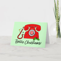 Cartão De Festividades Hello Christmas! Retro Phone Blank