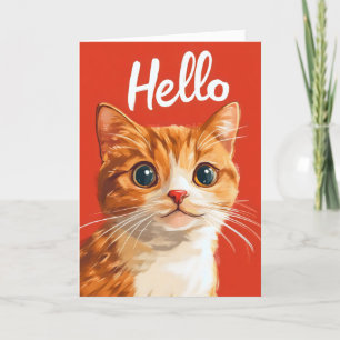 Cartão De Festividades Hello Retro Orange Cat