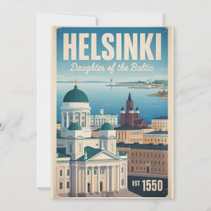Cartão De Festividades Helsinki Finlândia Retrato da Cidade Paisagem de V
