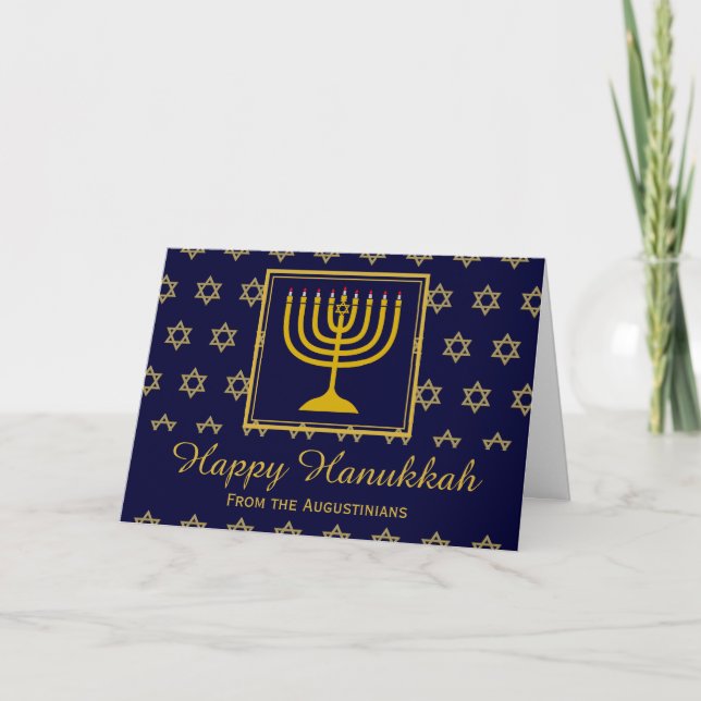 Cartão De Festividades HELY HANUKKAH Menorah Star de David Personalizado (Frente)