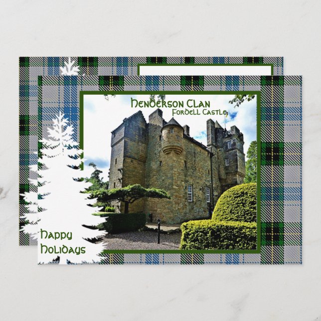 Cartão De Festividades Henderson Clan Tartan, escocês personalizado (Frente/Verso)