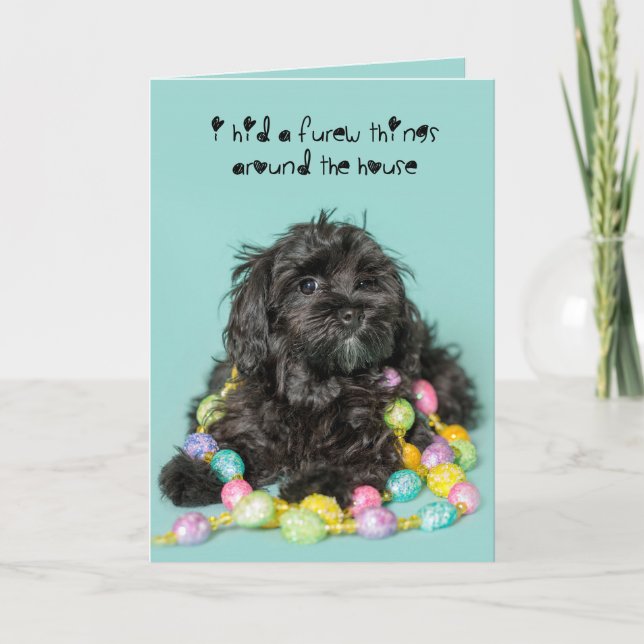 Cartão De Festividades Hid a few things Puppy Dog Easter card (Frente)