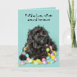 Cartão De Festividades Hid a few things Puppy Dog Easter card