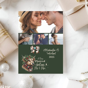 Cartão De Festividades Highland Cow Feliz Natal Sra. e Sr. 4 Foto