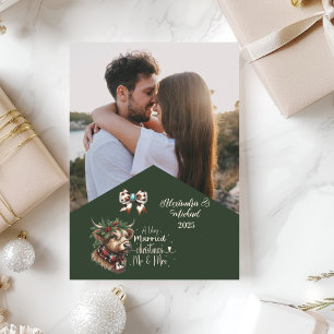 Cartão De Festividades Highland Cow Feliz Natal Sra. e Sr. Photo