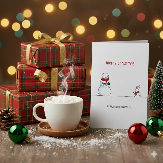 Cartão De Festividades Hilarious Snowman and Bunny Xmas Card (Criador carregado)