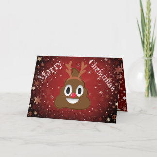 Cartão De Festividades Hilarious Xmas Poop Reindeer Santa Emoji