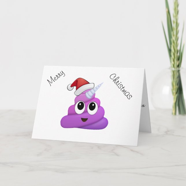 Cartão De Festividades Hilarious Xmas Poop Unicorn Emoji (Frente)