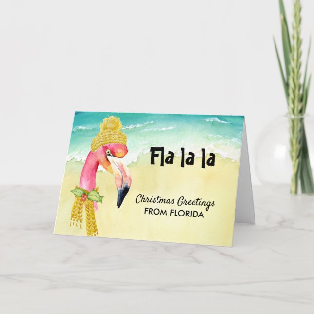 Cartão De Festividades Hip Flamingo Chrismas Saudações da Florida (Frente)