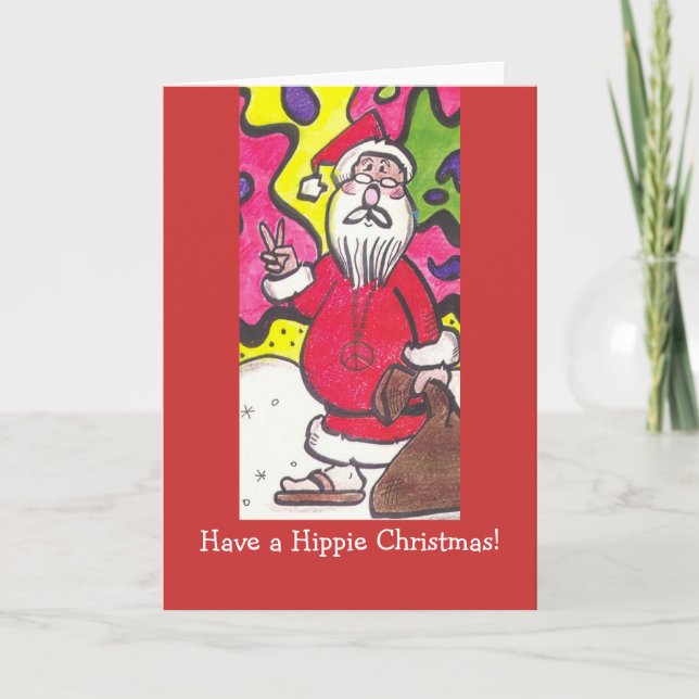 Cartão De Festividades Hippie Christmas (Frente)
