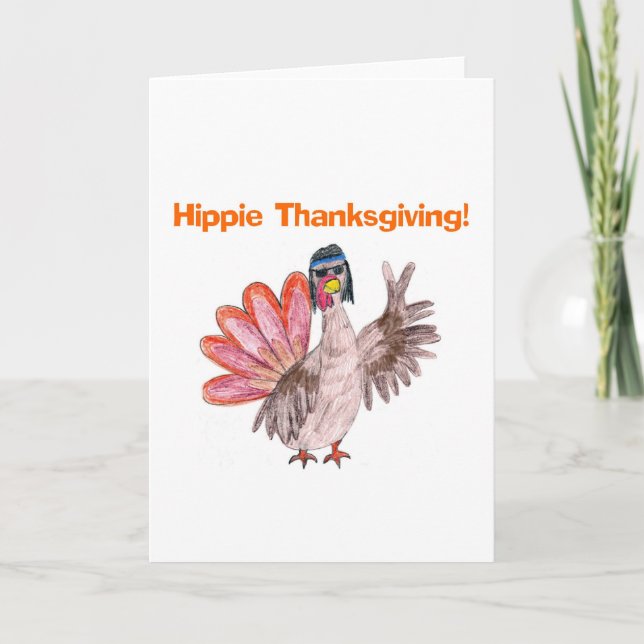 Cartão De Festividades "Hippie Thanksgiving" Funny Turkey Greeting Card (Frente)