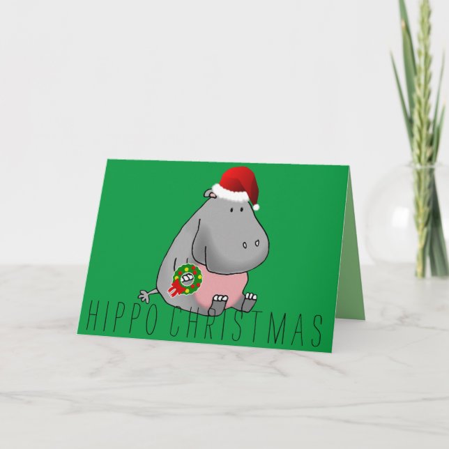 Cartão De Festividades Hippo Christmas (Frente)