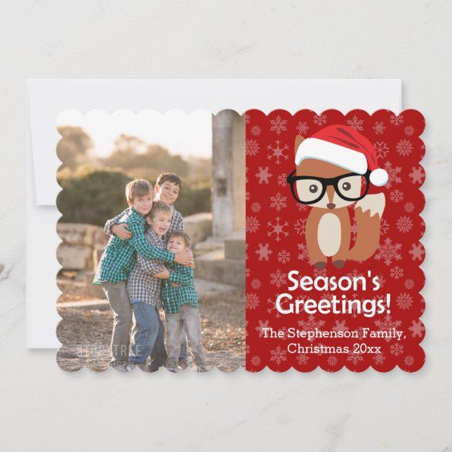 Cartão De Festividades Hipster Foto de Natal para Animais Bons (Frente)