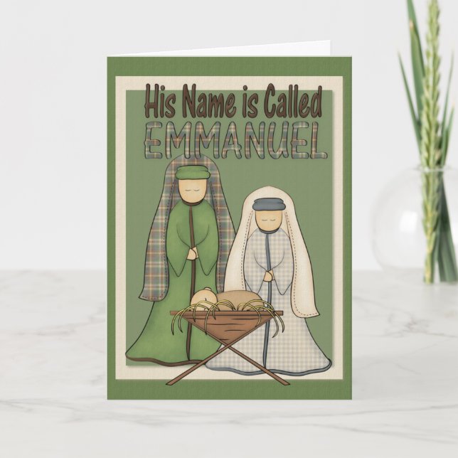 Cartão De Festividades His Name is Emmanuel Christmas Greeting Card (Frente)