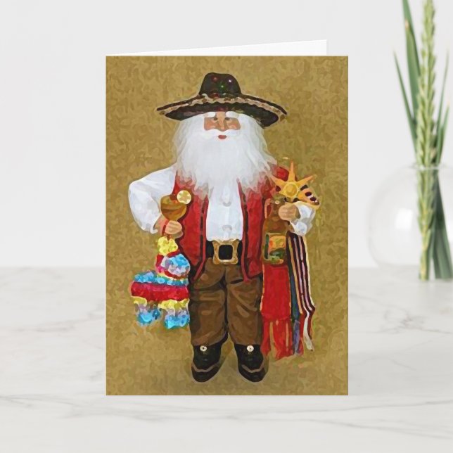 Cartão De Festividades Hispânico mexicano sudoeste texano Papai Noel (Frente)
