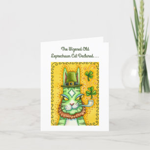 CARTÃO DE FESTIVIDADES HISS N' FITZ LEPRECHAUN, RUA. GATO ENGRAÇADO DO DI