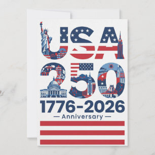 Cartão De Festividades História Patriótica Americana de 250 Anos de Anive