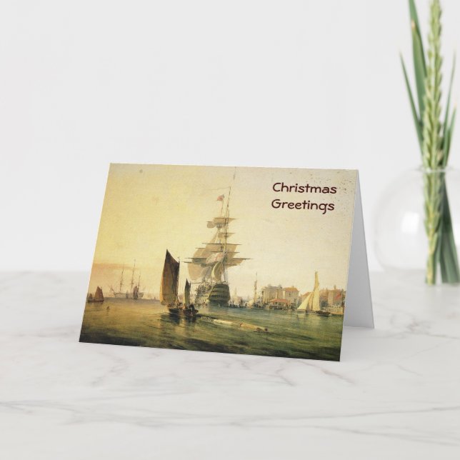 Cartão De Festividades HMS Britannia entering Portsmouth, 1835 (Frente)