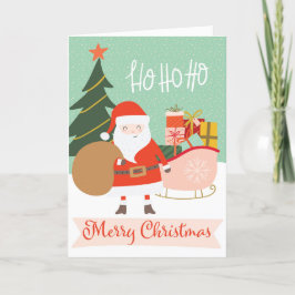 Cartão De Festividades Ho Ho Feliz Papais noeis de Natal Sleigh