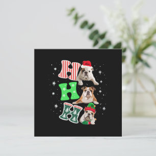 Cartão De Festividades Ho Ho Ho Bulldog Inglês Papai Noel Rena Natal