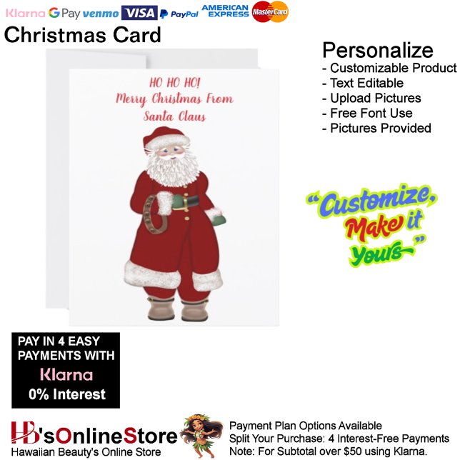 Cartão De Festividades HO HO HO! Feliz Natal Do Papai Noel (HO HO HO! Merry Christmas From Santa Claus Holiday Card 4.)