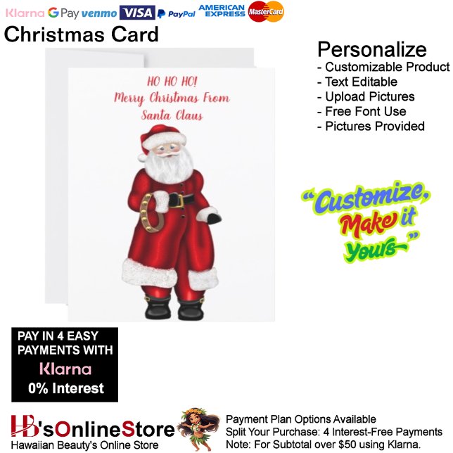 Cartão De Festividades HO HO HO! Feliz Natal Do Papai Noel (HO HO HO! Merry Christmas From Santa Claus Christmas Holiday Card 3.)