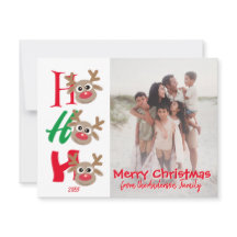 Ho Ho Ho Feliz Natal Foto da Família de Rena