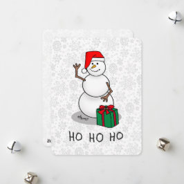 Cartão De Festividades Ho Ho Ho Feliz Natal Papai Noel Boneco de Neve