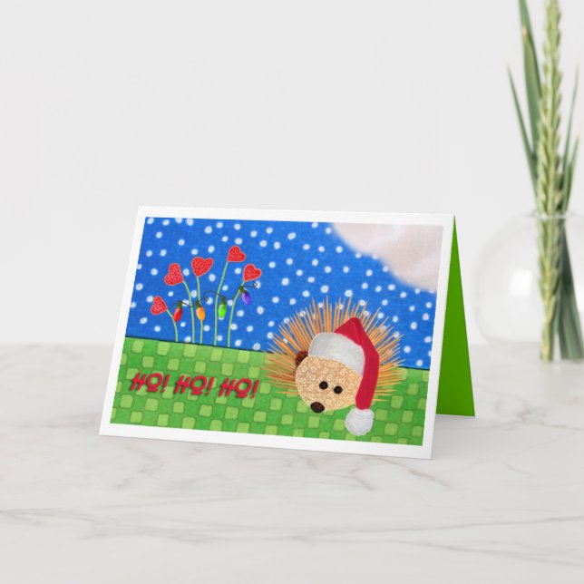 Cartão De Festividades HO! HO! HO! from the Santa Hedgehog! (Frente)