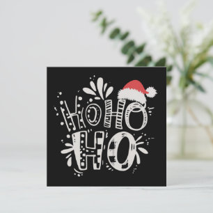 Cartão De Festividades HO HO HO Natal Família Chapéu do Papai Noel Feriad