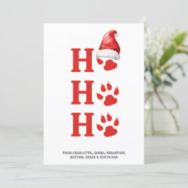 Cartão De Festividades Ho Ho Ho Pata de Cachorro de Natal Personalizada