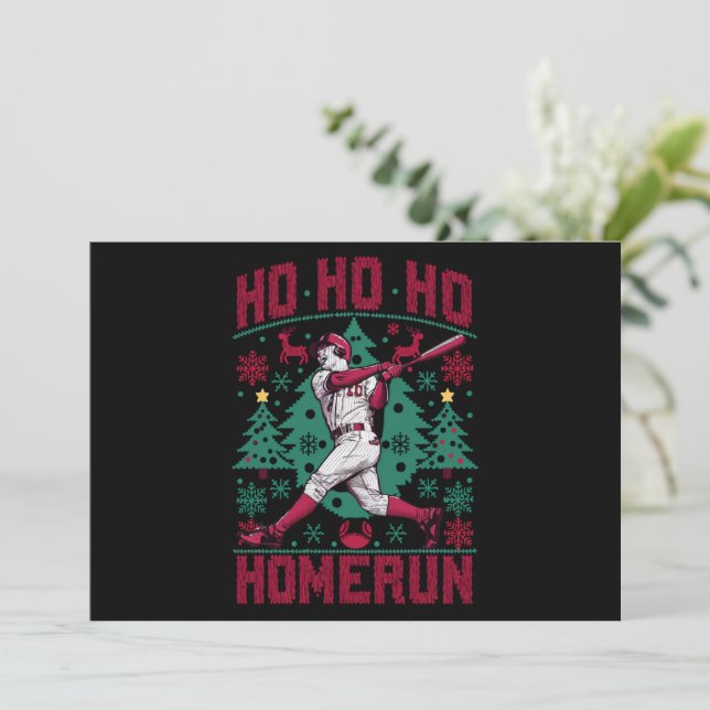 Cartão De Festividades Ho Homerun Baseball Febre Suéter de Natal Feio (Em pé/Frente)