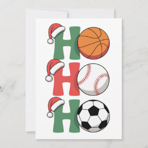 Cartão De Festividades Ho Santa Natal Basquetebol Beisebol Futebol Natal