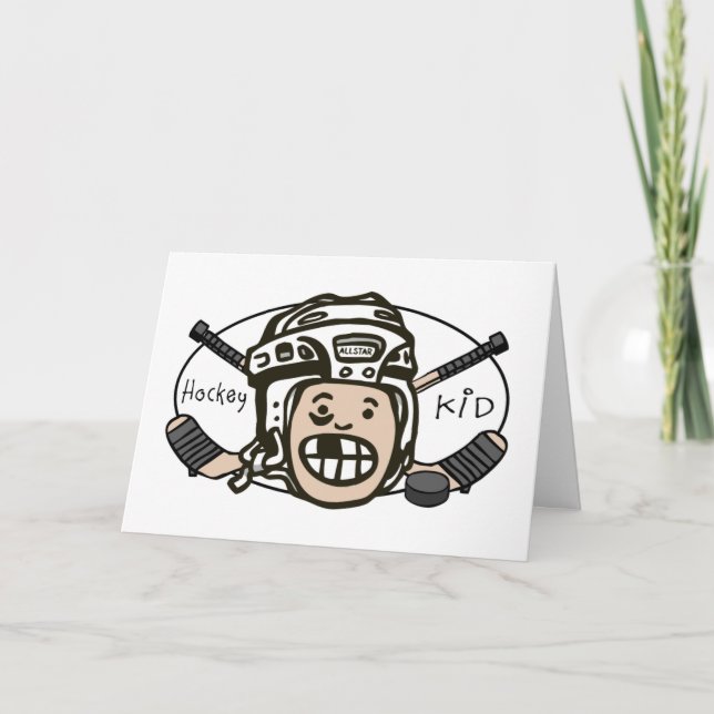Cartão De Festividades Hockey Kid (Frente)