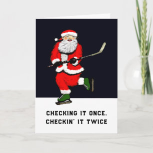 Cartão De Festividades Hockey Santa