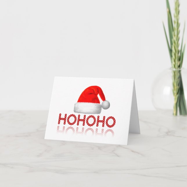 Cartão De Festividades HoHo Simples Santa Hat Branco Vermelho (Frente)